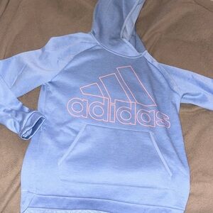 Adidas Light Blue Hoodie with Pink Accents